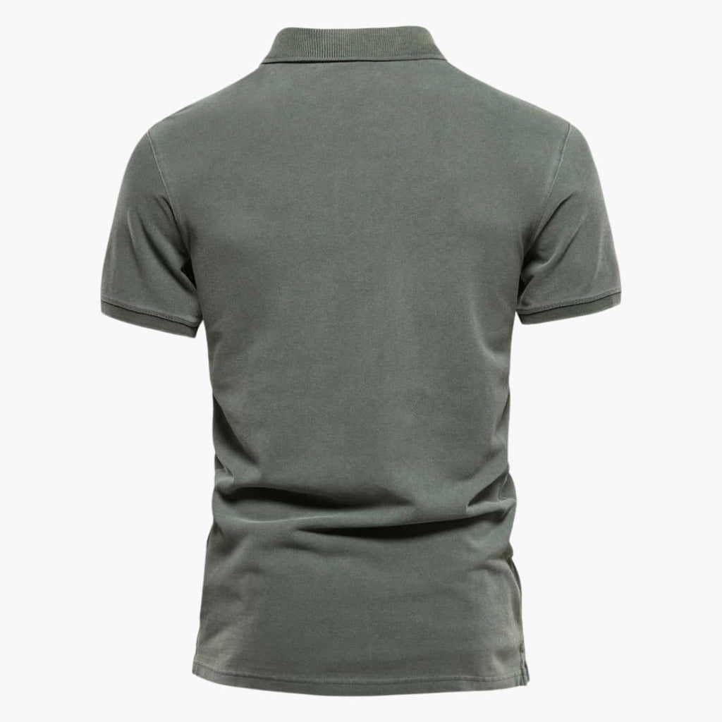 Men's Casual Polo Shirt with Button Placket and Tapered Fit