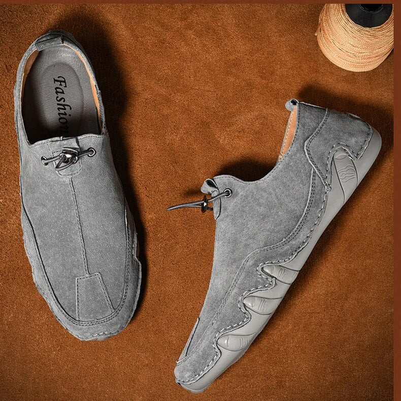 Men's Slip-On Loafers with Elastic Side Panel and Toggle Closure