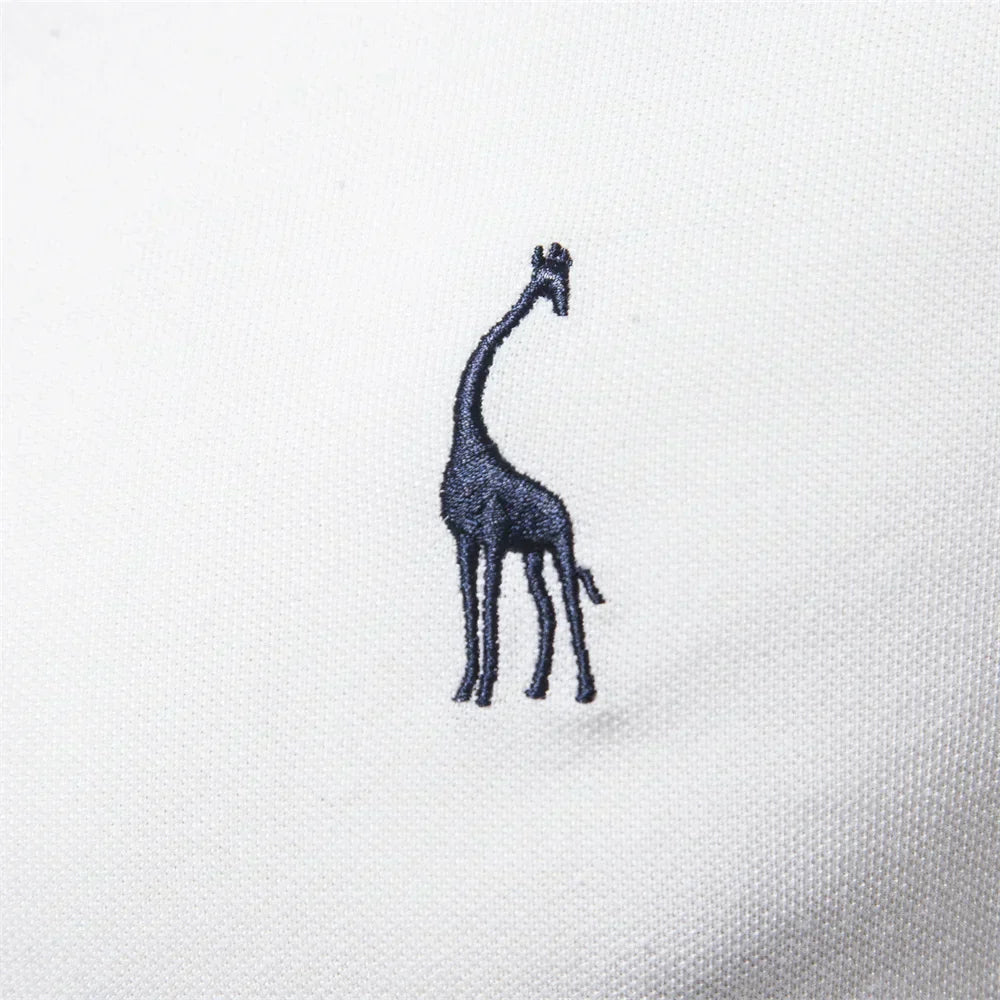 Men's Short-Sleeve Polo Shirt with Chest Logo and Button Placket