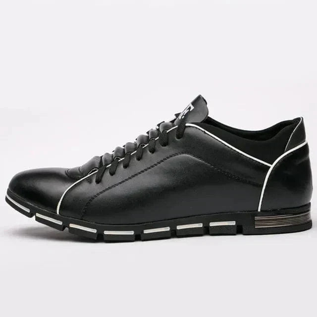 Men's Casual Lace-Up Sneakers with Contrast Stitch Sole Design