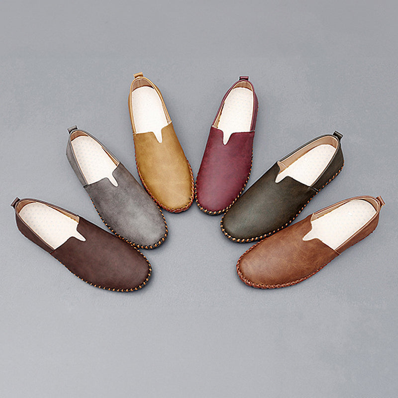 Men's Slip-On Casual Shoes with Stitch Detailing and Flexible Sole
