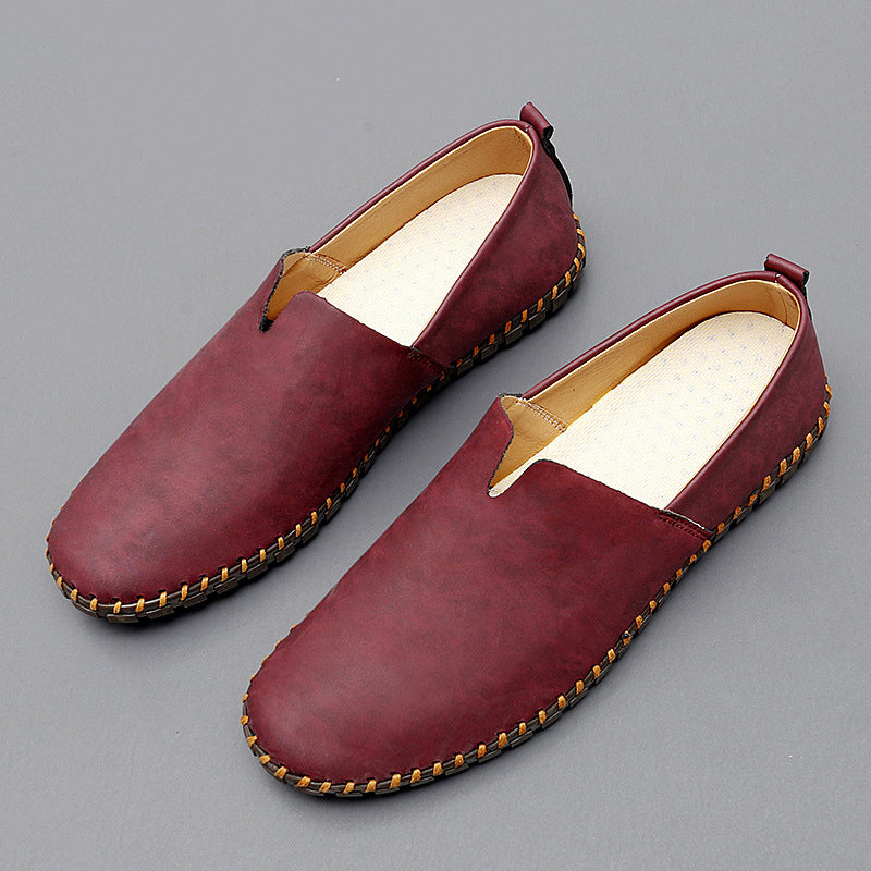 Men's Slip-On Casual Shoes with Stitch Detailing and Flexible Sole