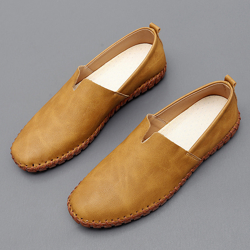 Men's Slip-On Casual Shoes with Stitch Detailing and Flexible Sole
