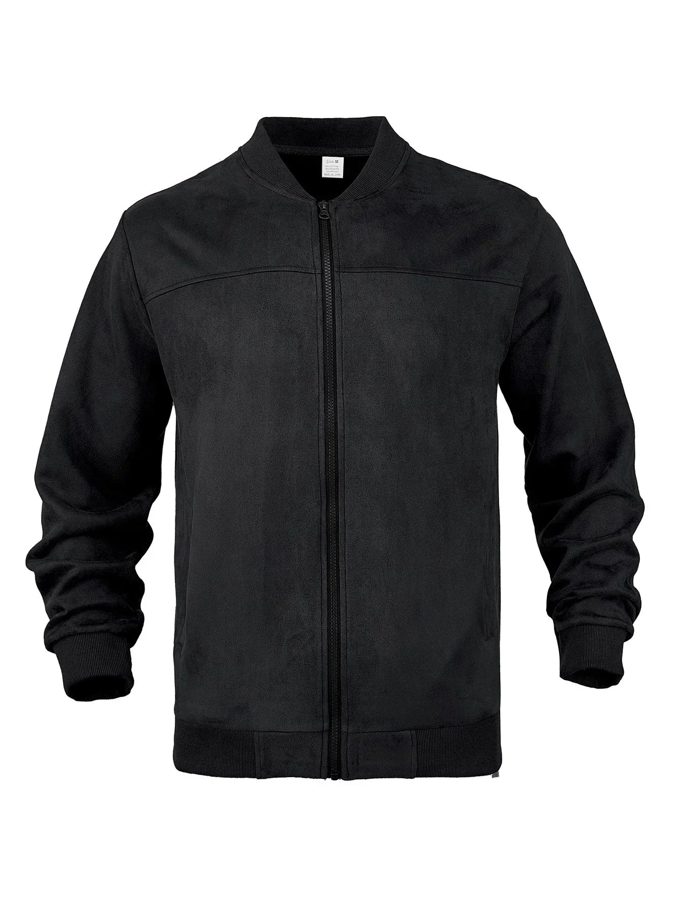 Men's Classic Zip-Up Bomber Jacket with Ribbed Cuffs and Hem